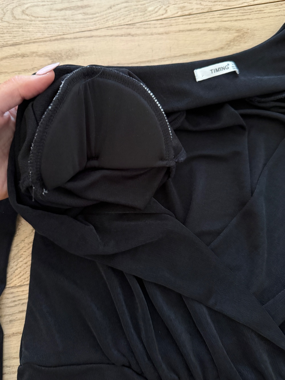 Black Long-Sleeve Wrap V Neck Bodysuit One Piece Medium - Picture 5 of 9